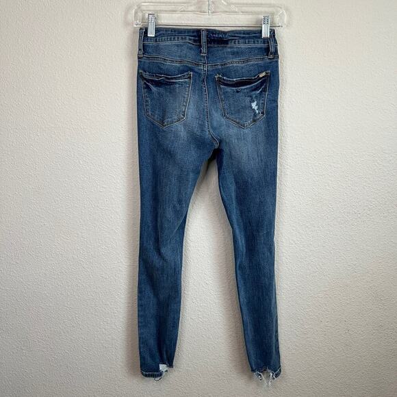 Special A Skinny Jeans Junior's 3 Mid Rise Distressed Stretch Denim Medium Wash - Picture 4 of 8